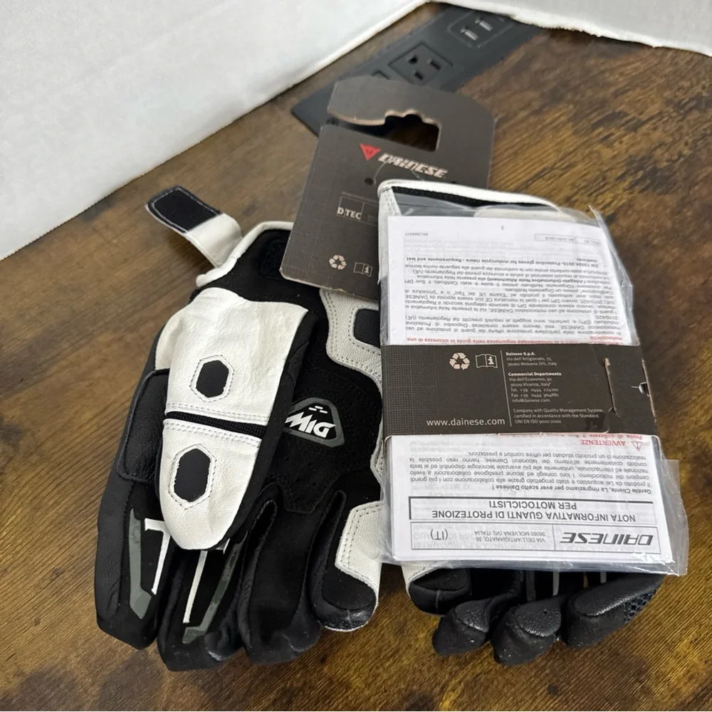 Dainese Leather Motorcycle Gloves Black/White MIG C2 Unisex Gloves Size S NEW - Picture 6 of 6